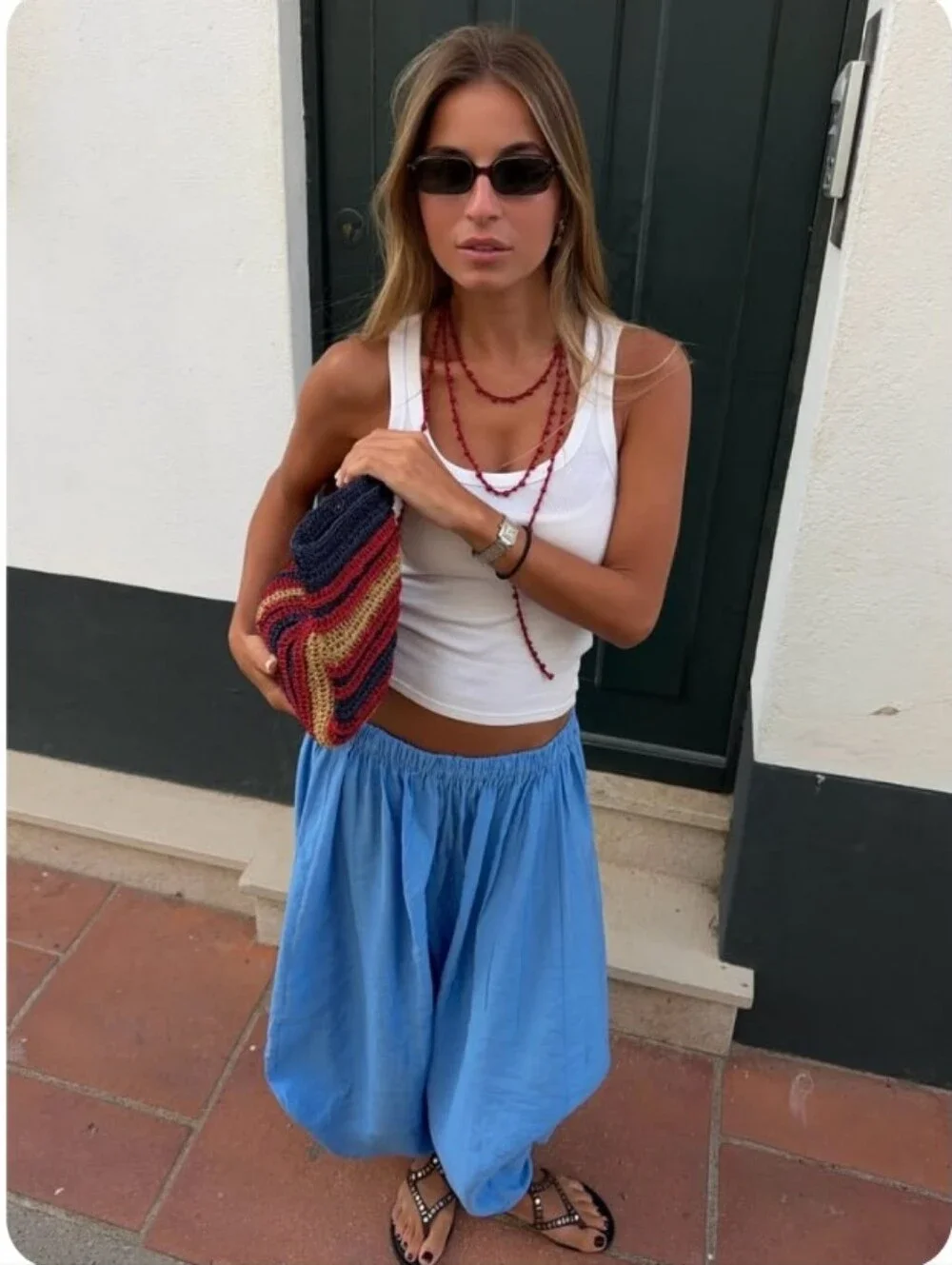 Zara NWT flowy volume pants blue